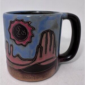 Mara Mexico Pottery Mug Desert Landscape Design Handcrafted 12 oz Coffee